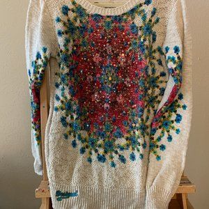 Desigual Embellished Pullover Sequin Sweater